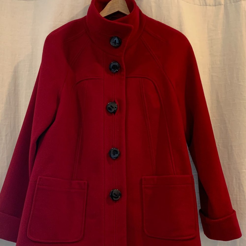 Beautiful RED Winter Soft Wool Coat -  for the Holidays!